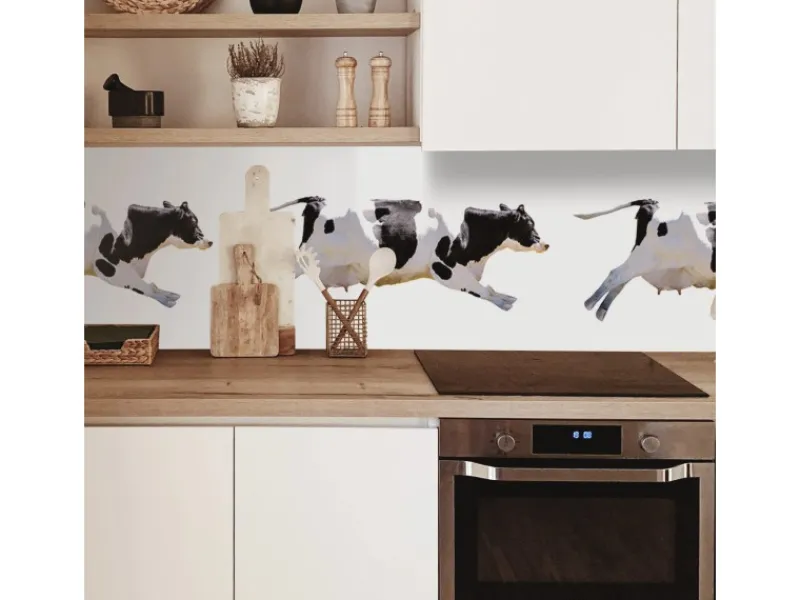 Küchenrückwände<MySpotti Küchenrückwand Profix Cucina Fliegende Kuh 160 x 60 cm Schwarz-Weiß