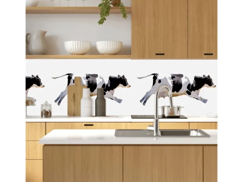 Küchenrückwände<MySpotti Küchenrückwand Profix Cucina Fliegende Kuh 160 x 60 cm Schwarz-Weiß