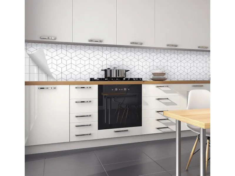 Küchenrückwände<Myspotti Küchenrückwandfolie Hexagon Selbstklebend 450 cm x 60 cm Weiß