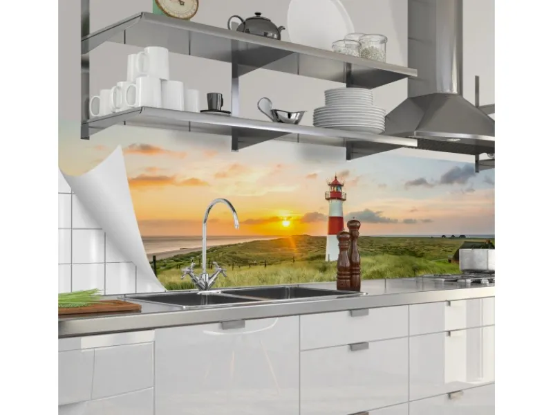 Myspotti Küchenrückwandfolie Leuchtturm Sylt Selbstklebend 280 cm x 60 cm< Küchenrückwände