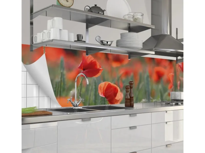 Hot Myspotti Küchenrückwandfolie Mohn Selbstklebend 280 cm x 60 cm