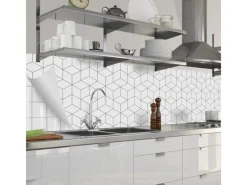 Myspotti Küchenrückwandfolie Hexagon Selbstklebend 280 cm x 60 cm Weiß< Küchenrückwände