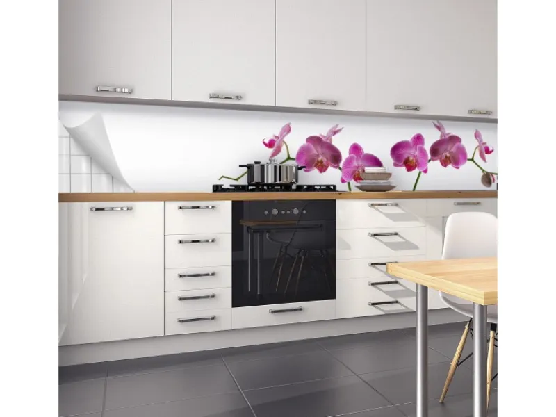 Myspotti Küchenrückwandfolie Orchidee Pink Selbstklebend 450 cm x 60 cm< Küchenrückwände