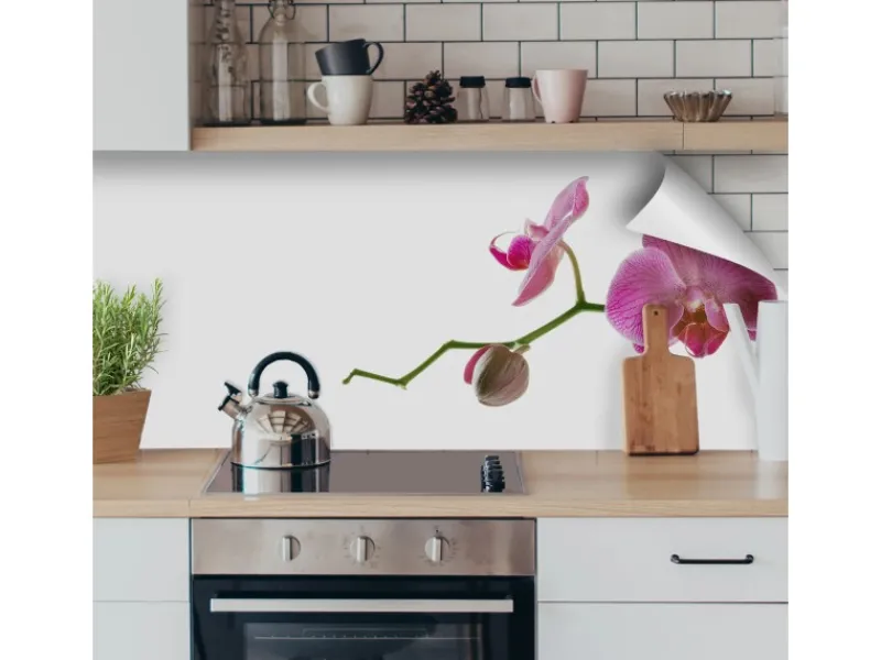 Myspotti Küchenrückwandfolie Orchidee Pink Selbstklebend 220 cm x 60 cm< Küchenrückwände