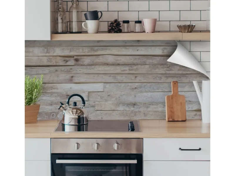 Myspotti Küchenrückwandfolie Wood Planks Selbstklebend 220 cm x 60 cm< Küchenrückwände