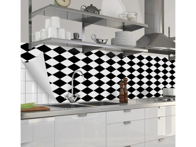 Online Myspotti Küchenrückwandfolie Bobby II Selbstklebend 280 cm x 60 cm Schwarz-Weiß