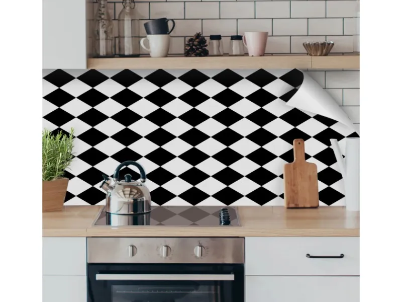 Myspotti Küchenrückwandfolie Bobby II Selbstklebend 220 cm x 60 cm Schwarz-Weiß< Küchenrückwände