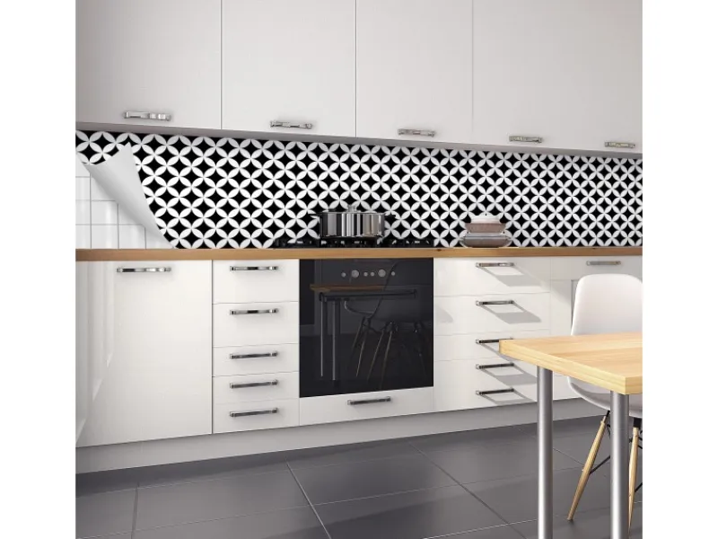 Myspotti Küchenrückwandfolie Chadi Selbstklebend 450 cm x 60 cm Schwarz-Weiß< Küchenrückwände