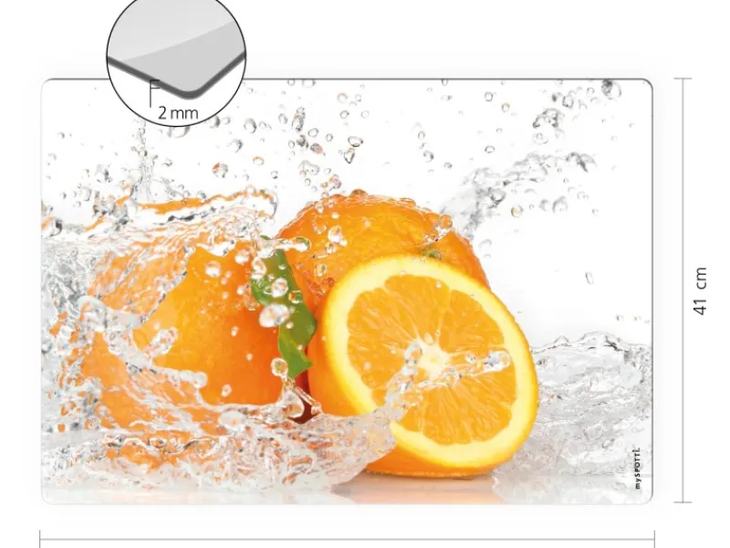 Myspotti Mini-Spritzschutzplatte Aqua Orange 59 cm x 41 cm