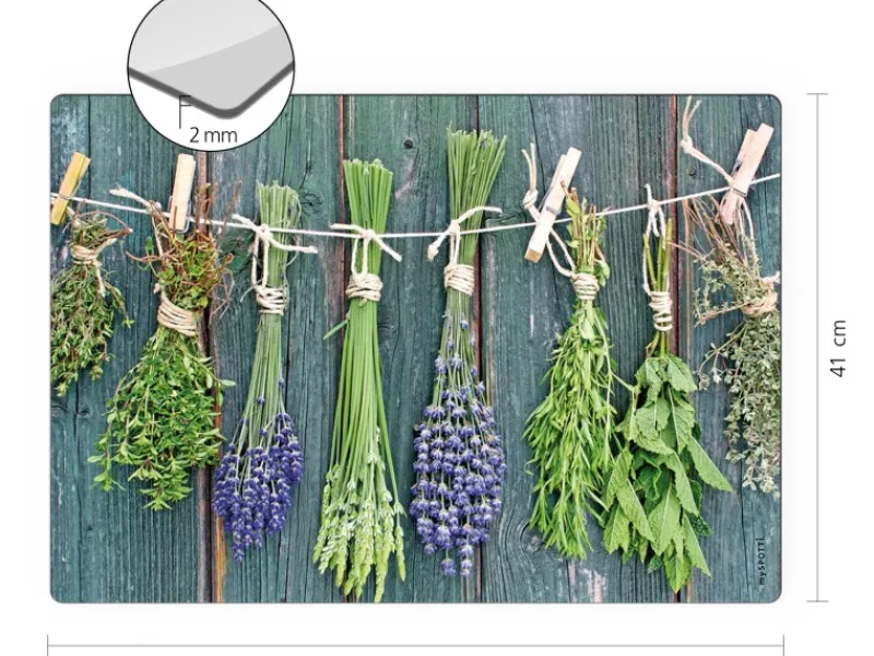 Myspotti Mini-Spritzschutzplatte Kräuter der Provence 59 cm x 41 cm< Küchenrückwände|Kochfelder
