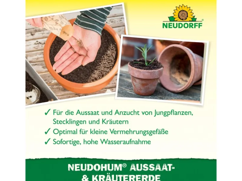 Neudorff Töpfe<NeudoHum Aussaat- und Kräutererde 3 l torffrei