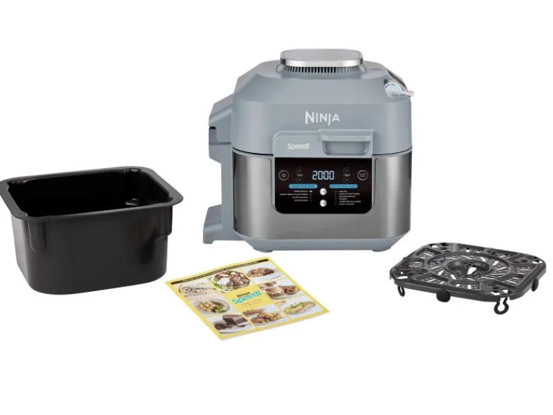 New Ninja Cooking System und Heißluftfritteuse ON400DE Speedi Rapid Hellgrau