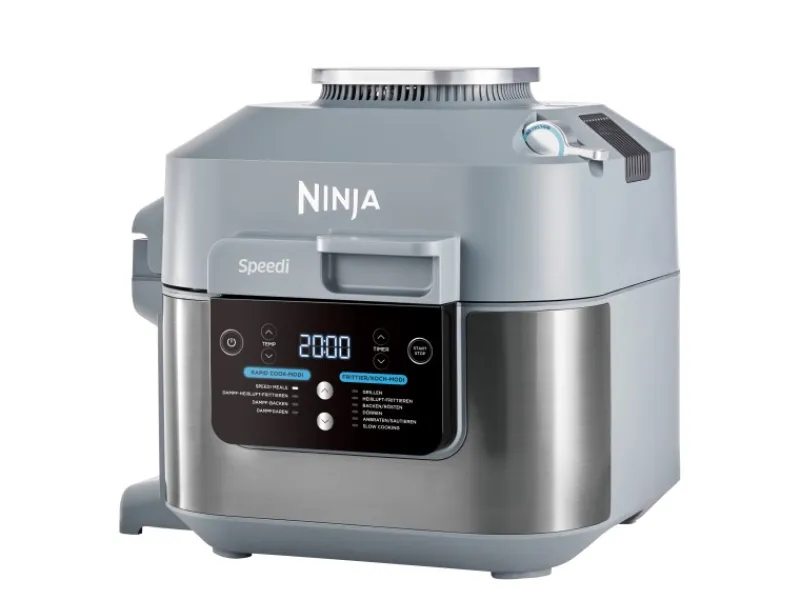 New Ninja Cooking System und Heißluftfritteuse ON400DE Speedi Rapid Hellgrau