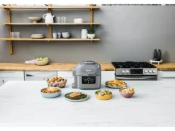 New Ninja Cooking System und Heißluftfritteuse ON400DE Speedi Rapid Hellgrau