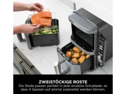 Online Ninja Heißluftfritteuse Double Stack XL SL400EU m. 2 Ebenen 9,5 l Grau
