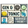 Hot Nostalgic-Art Magnet-Set Gin & Tonic Served Here 9 Stück