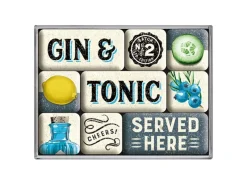 Hot Nostalgic-Art Magnet-Set Gin & Tonic Served Here 9 Stück