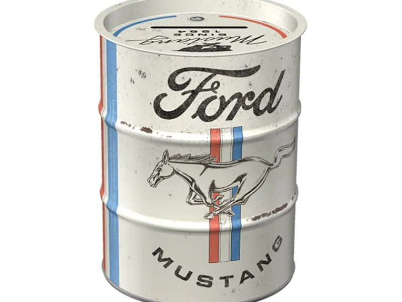 Nostalgic-Art Spardose Ölfass Ford Mustang - Horse&Stripes Logo Ø 9,3 x 11,7 cm< Vorratsdosen|Vorratsbehälter