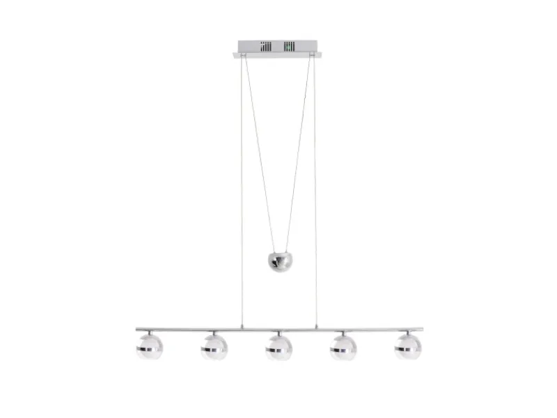 Discount Näve LED-Gegenzug-Pendelleuchte Sphere Chrome 150 cm x 90 cm x 7 cm