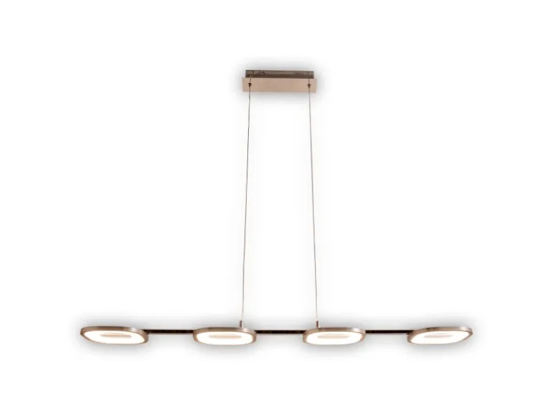 Näve Kücheninseln<LED-Pendelleuchte Beam Stahl-Blank 150 cm x 100 cm x 16 cm 4er-Set
