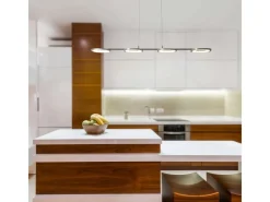 Näve Kücheninseln<LED-Pendelleuchte Beam Stahl-Blank 150 cm x 100 cm x 16 cm 4er-Set