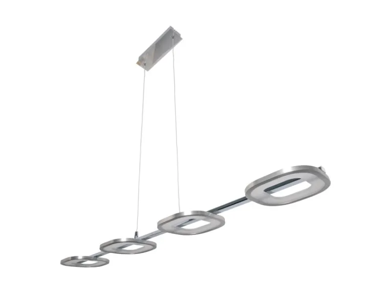 Näve Kücheninseln<LED-Pendelleuchte Beam Stahl-Blank 150 cm x 100 cm x 16 cm 4er-Set