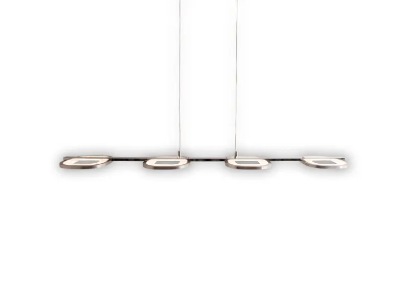 Näve Kücheninseln<LED-Pendelleuchte Beam Stahl-Blank 150 cm x 100 cm x 16 cm 4er-Set