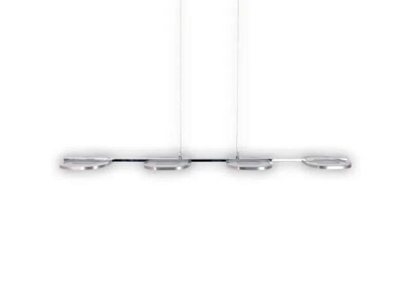 Näve Kücheninseln<LED-Pendelleuchte Beam Stahl-Blank 150 cm x 100 cm x 16 cm 4er-Set
