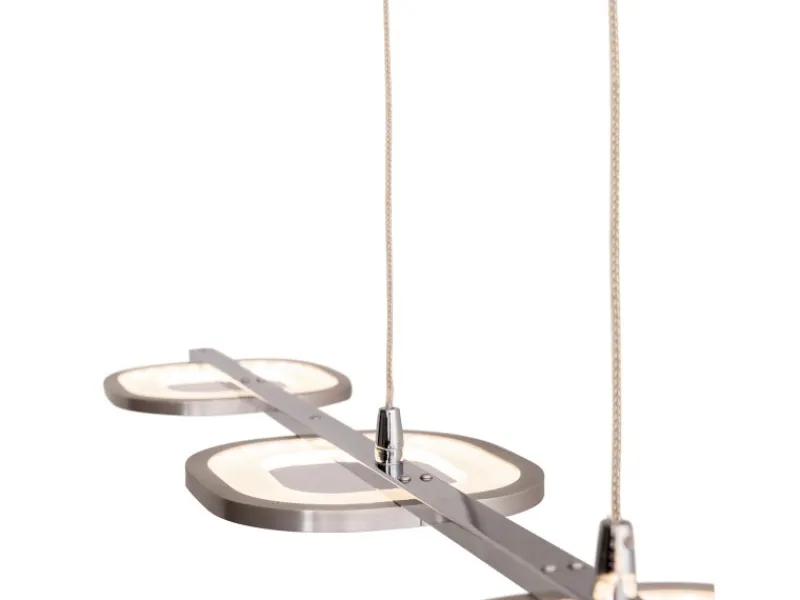 Näve Kücheninseln<LED-Pendelleuchte Beam Stahl-Blank 150 cm x 100 cm x 16 cm 4er-Set