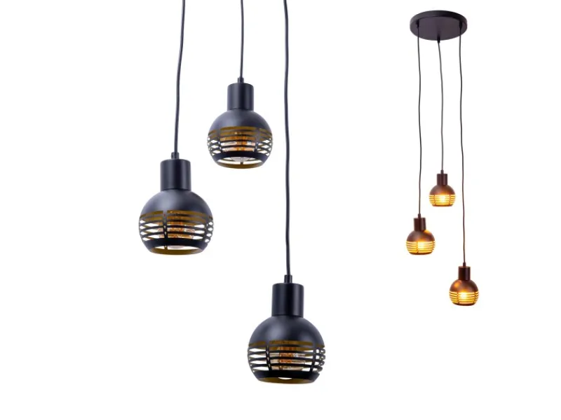 Näve Pendelleuchte Casco Schwarz Ø 25 cm x 120 cm 3er-Set< Kücheninseln