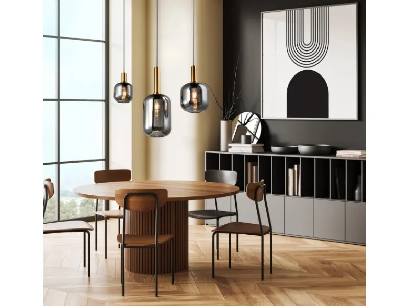Näve Kücheninseln<Pendelleuchte Fumo Schwarz 150 cm x 82,4 cm x 22 cm 3er-Set