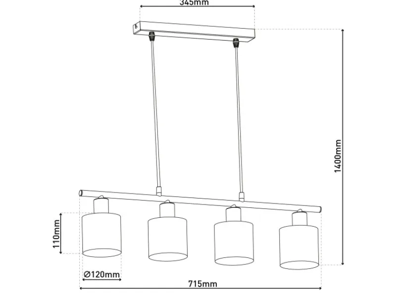 Näve Pendelleuchte Maron Natur 140 cm x 71,5 cm x 12 cm 4er-Set< Kücheninseln