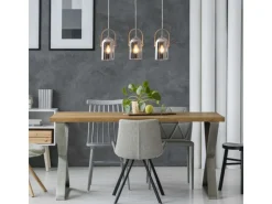 Näve Pendelleuchte Vidrio Silber 141 cm x 11,5 cm 64 cm 3er-Set< Kücheninseln