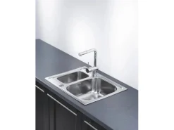 OBI Einbauspüle Quadra Duo 62 Edelstahl eckig< Edelstahlspülen