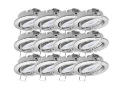 Kücheninseln<Oktaplex 12er Set LED Deckenspot Dijon inkl. LED Modul Warmweiß 2700K 4,8W Chrom 380lm LED Einbaustrahler Schwenkbar