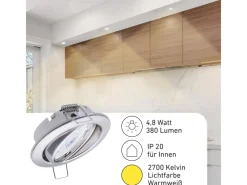Kücheninseln<Oktaplex 12er Set LED Deckenspot Dijon inkl. LED Modul Warmweiß 2700K 4,8W Chrom 380lm LED Einbaustrahler Schwenkbar