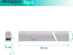 Küchenschränke<Oktaplex LED Unterbauleuchte Riga 2er Set Küche 28cm Neutralweiß 4000K 230V mit Schalter
