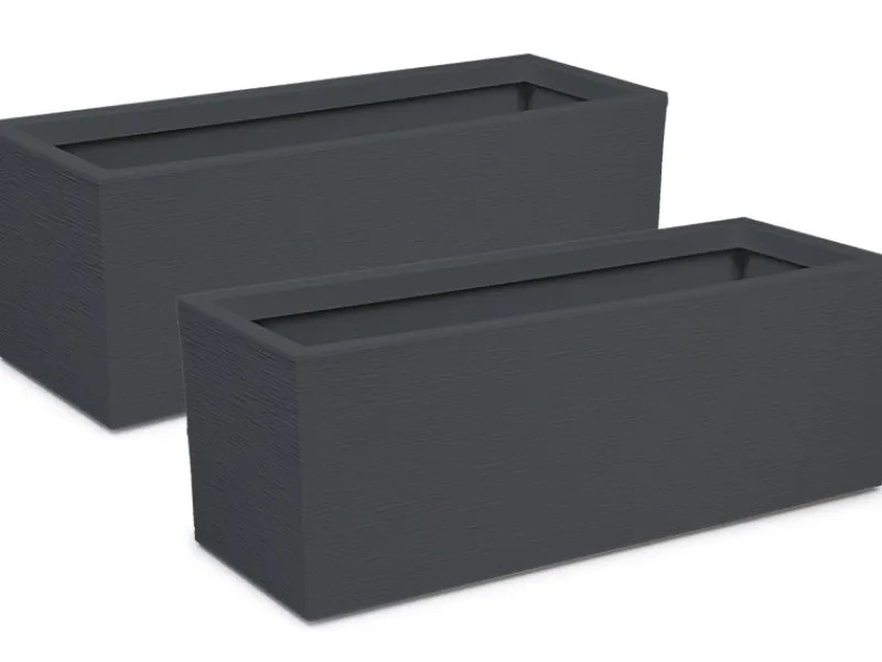 Ondis24 Pflanzkübel Blumenkübel Graphit 57 L Anthrazit - Doppelpack Blumentopf Pflanzgefäß< Töpfe
