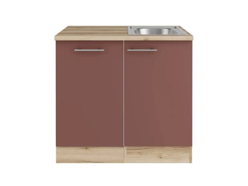 Sale Optifit Bari407 Küchen-Spülenschrank-Set Rostrot