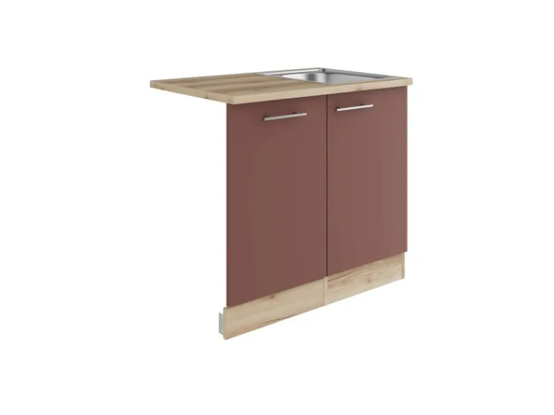Sale Optifit Bari407 Küchen-Spülenschrank-Set Rostrot