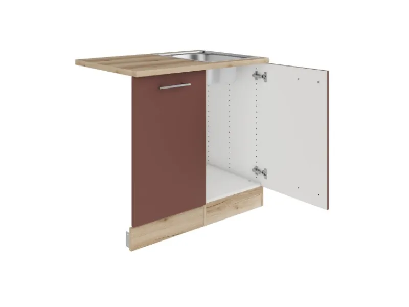 Sale Optifit Bari407 Küchen-Spülenschrank-Set Rostrot