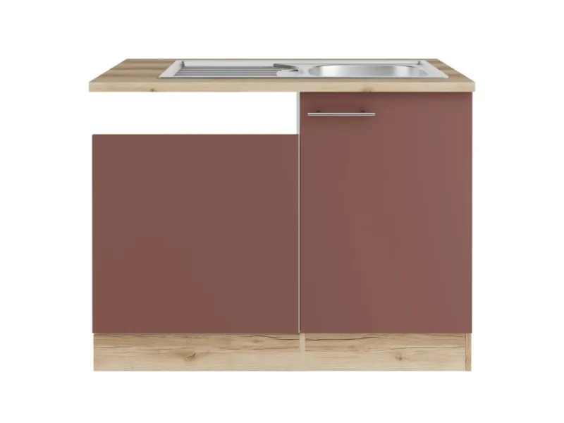 Optifit Bari407 Küchen-Spülenunterschrank Rostrot