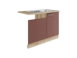 Optifit Bari407 Küchen-Spülenunterschrank Rostrot