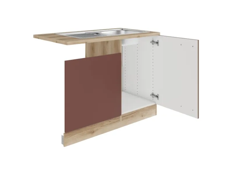 Optifit Bari407 Küchen-Spülenunterschrank Rostrot