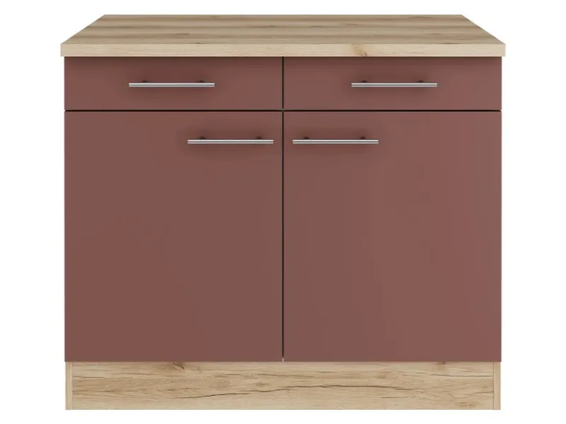 Discount Optifit Bari407 Küchen-Unterschrank 100 cm Rostrot