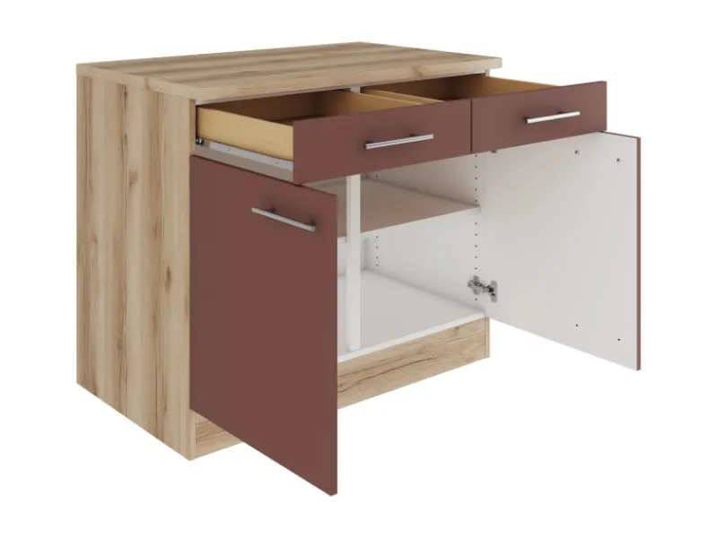 Discount Optifit Bari407 Küchen-Unterschrank 100 cm Rostrot