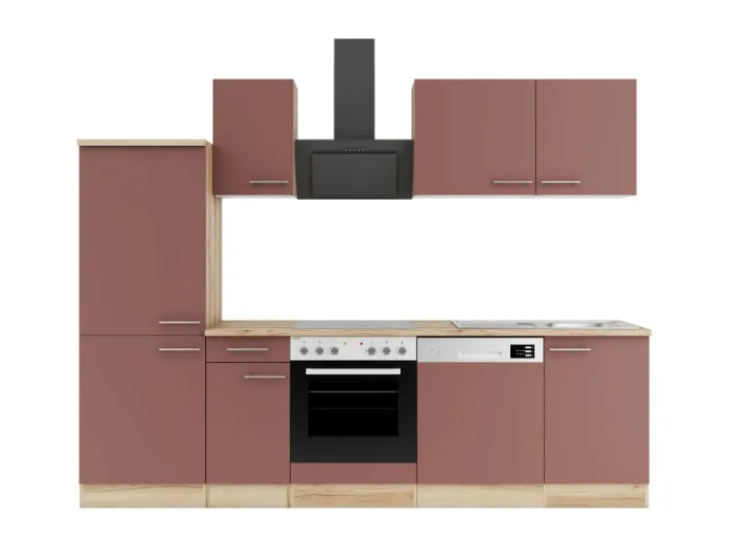 Hot Optifit Bari407 Küchenzeile 270 cm ohne E-Geräte Rostrot