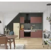 Optifit Einbauküchen|Winkelküchen<Bari407 Küchenzeile 210 cm Rostrot
