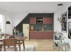 Optifit Bari407 Küchenzeile 210 cm Rostrot< Kühlschränke