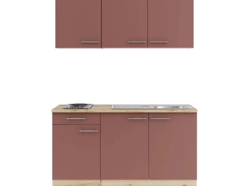 Optifit Bari407 Miniküche 150 cm Rostrot< Miniküchen|Kochfelder